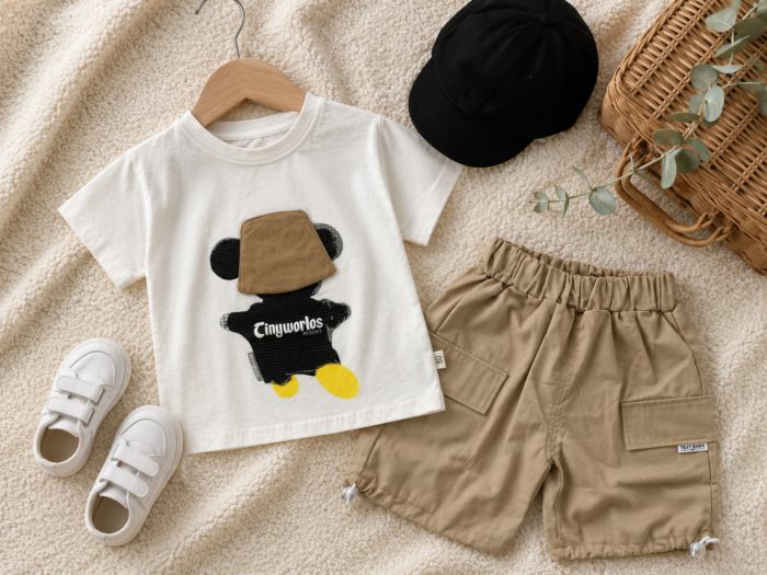 Toddler Boys 2-Piece Bear T-Shirt & Cargo Shorts Set