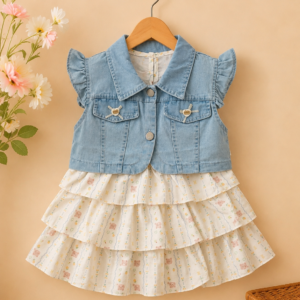 Sweet Denim Charm Baby Frock