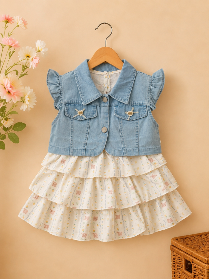 Sweet Denim Charm Baby Frock