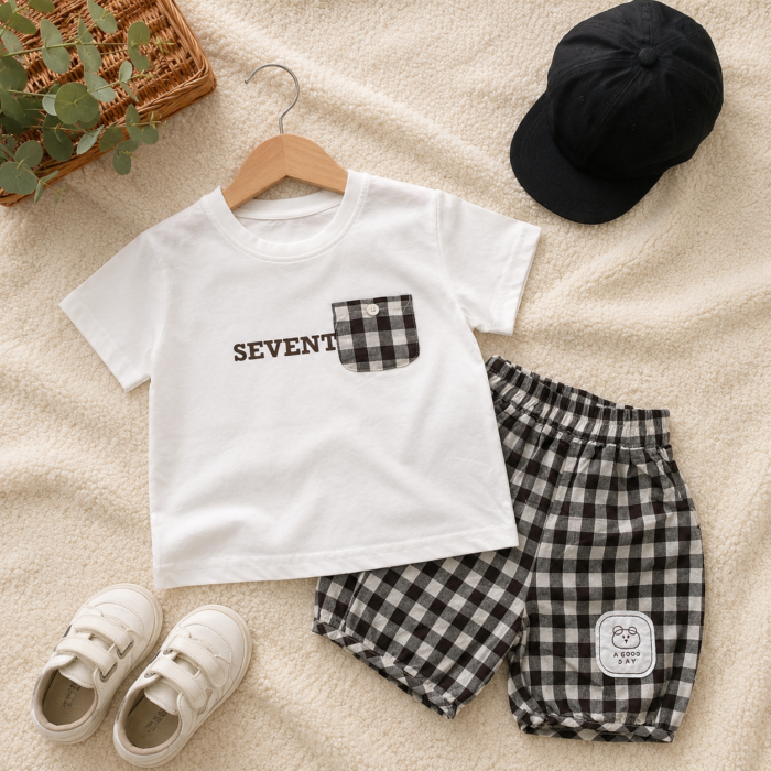 Checked Tee & Shorts Set