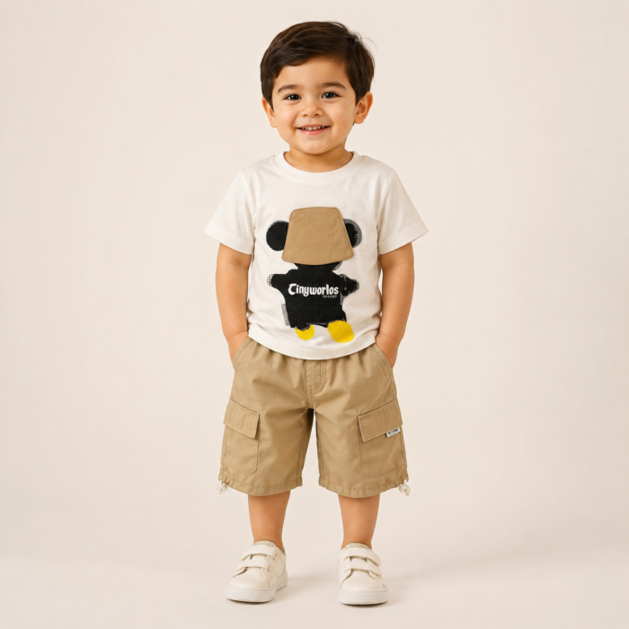 Toddler Boys 2-Piece Bear T-Shirt & Cargo Shorts Set