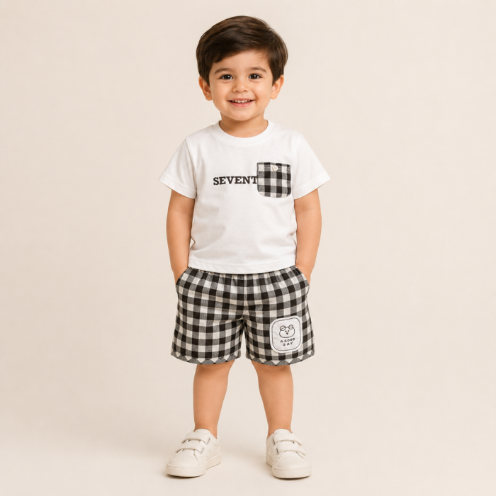 Checked Tee & Shorts Set