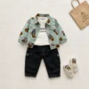 Floral Print Denim Jacket 3-Piece Set