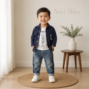 Cool Kid Energy — Navy Jacket Set for Boys
