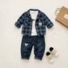 Baby Boys Plaid Jacket 3-Piece Set — Tee & Denim Jeans