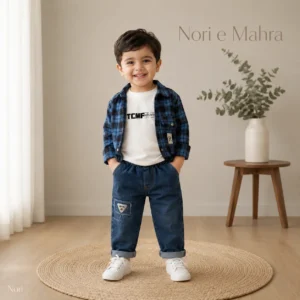 Baby Boys Plaid Jacket 3-Piece Set — Tee & Denim Jeans