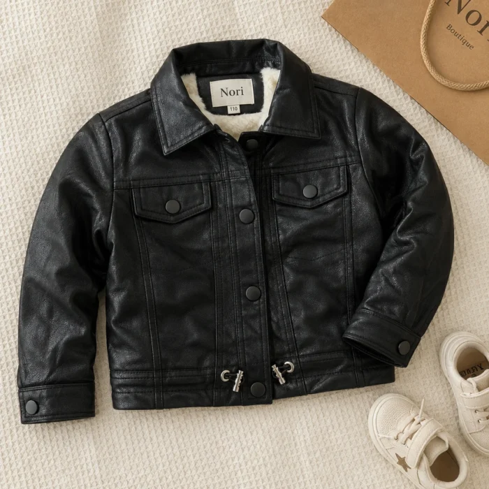 Sherpa Lined PU Leather Jacket