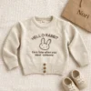 Hello Rabbit Embroidered Knit Sweater