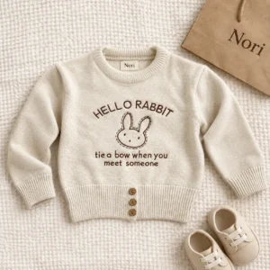 Hello Rabbit Embroidered Knit Sweater