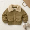 Faux Fur Collar PU Leather Bomber Jacket