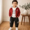 Color Block Hooded Bomber Jacket 3-Piece Set-Cargo Pants | Lemon · Maroon · Black