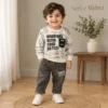 Boys Slogan Print Sweatshirt & Washed Denim Jeans Set