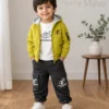 Color Block Hooded Bomber Jacket 3-Piece Set-Cargo Pants | Lemon · Maroon · Black