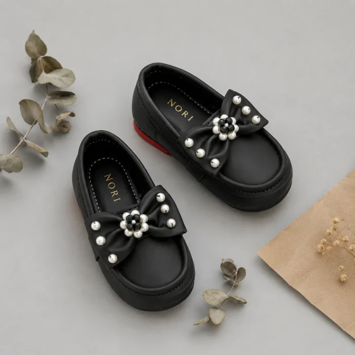 Pearl Bow Flower Loafers — Slip-On Dress
