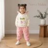 Girls Bunny Ear Hood Velour Hoodie 2-Piece Set