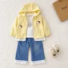 Baby Girls Kitty Applique Hooded Windbreaker 3-Piece Set