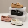 Pearl Bow Flower Loafers — Slip-On Dress