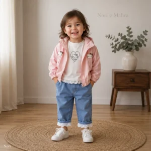 Girls Embroidered Peter Pan Collar Jacket 3-Piece Set | Pink · Yellow