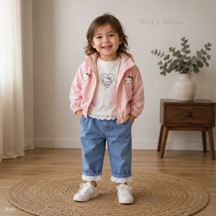 Girls Embroidered Peter Pan Collar Jacket 3-Piece Set | Pink · Yellow