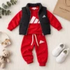 Boys’ 3-Piece Tracksuit — Sweatshirt, Puffer Vest Red|Black