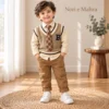 Boys’ Cable-Knit Vest Set — Shirt, Trousers & Tie