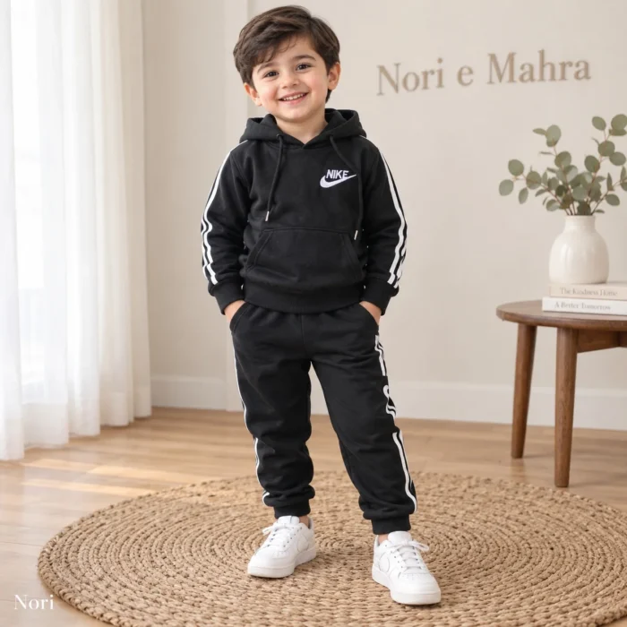 Boys’ Black Striped Hoodie & Jogger Set