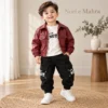 Boys’ Leather Jacket Outfit — Tee & Cargo Pants | Black, Brown & Burgundy