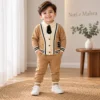 Boys’ Cable-Knit Cardigan Tie & Pants Set