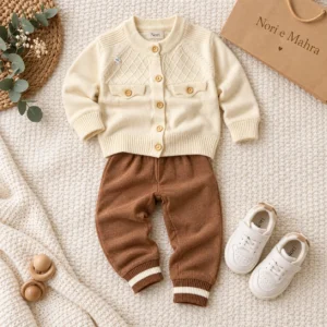 Boys’ Textured Cardigan & Knit Pants Set