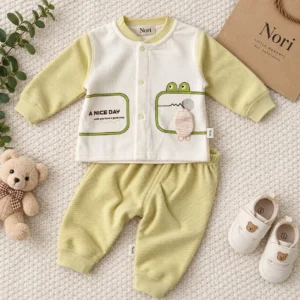 Boys Frog-Pocket Ribbed 2-Piece Outfit