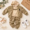 Boys’ Khaki Bomber Jacket Set — Hoodie & Cargo Pants | Black & Beige
