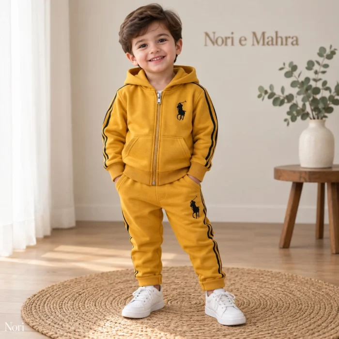 Boys’ Mustard Hooded Tracksuit — Zip Jacket