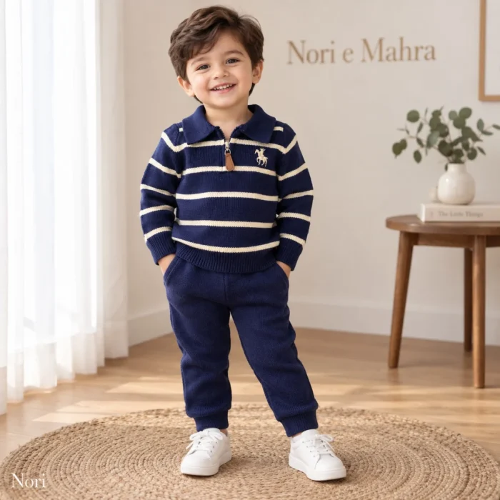 Boys’ Navy Striped Knit Sweater & Pants