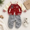 Boys Contrast Varsity Jacket Set — Sweatshirt & Jogger Trousers