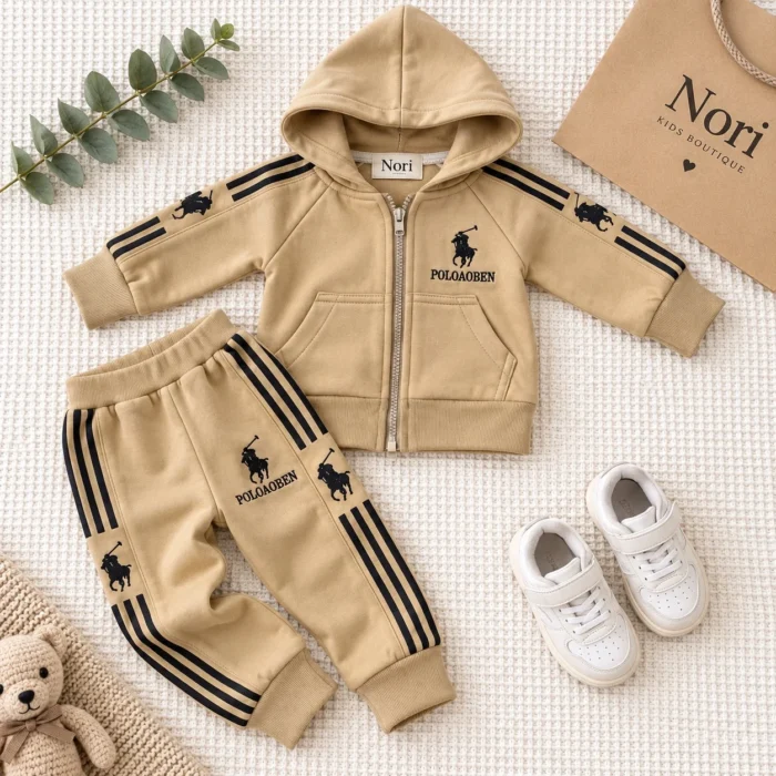 Boys Black Hooded Tracksuit Set | Black & White