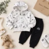 Boys Marble-Print Zip Hoodie Tracksuit