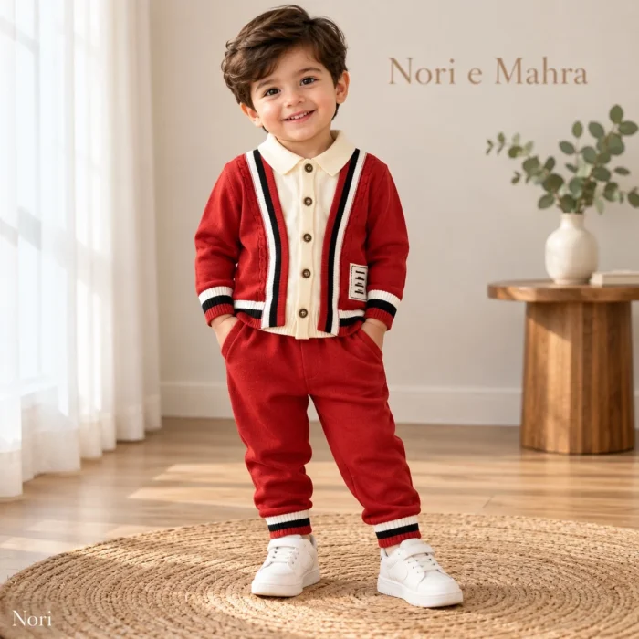 Boys’ Cable-Trim Knit Cardigan Set
