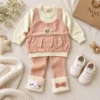 Girls’ Blush Pink Knit Pinafore Set