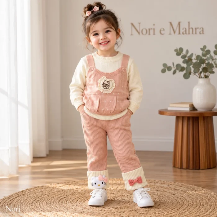Girls’ Blush Pink Knit Pinafore Set