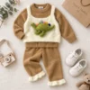 Girls’ Camel Dinosaur Knit Set