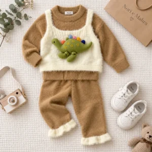 Girls’ Camel Dinosaur Knit Set
