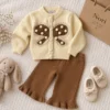Girls’ Butterfly Knit Cardigan & Flare Pants Set