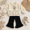 Girls’ Faux-Fur Sweater & Flare Pants Set