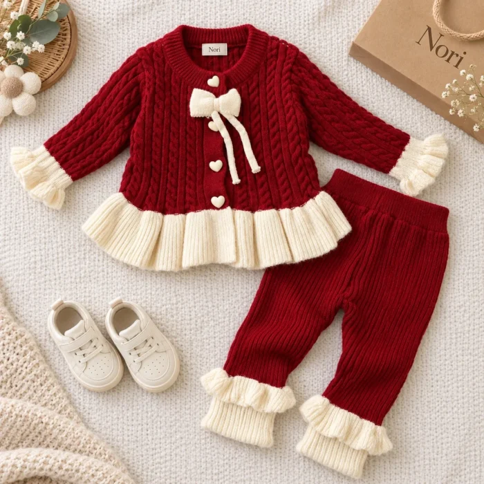 Girls’ Cable-Knit Tie Dress Set