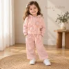 Girls’ Floral-Embellished Hoodie & Wide-Leg Pants Set