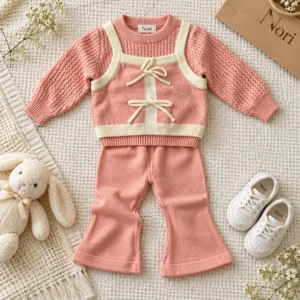 Girls’ Textured-Knit Two-Piece Outfit