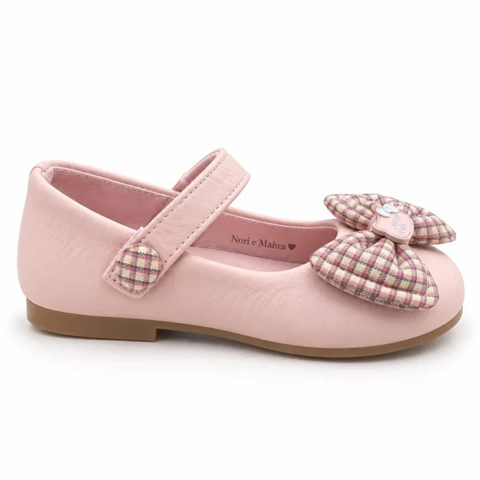 Girls’ Plaid Bow Mary Jane Shoes — Pink, Beige & Cream
