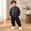 Boys Utility Jacket & Cargo Pants Set | Beige & Black