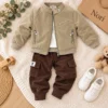 Boys Utility Jacket & Cargo Pants Set | Beige & Black