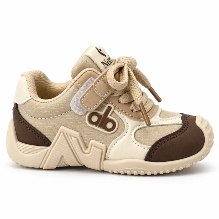 Kids’ Sneakers — Ivory Braided Laces, Gum Sole